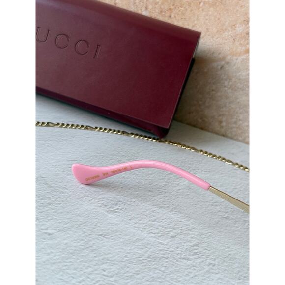 NEW Gucci GG1600S Gold Chain Pink Rectangule Sunglasses $650 main image 6